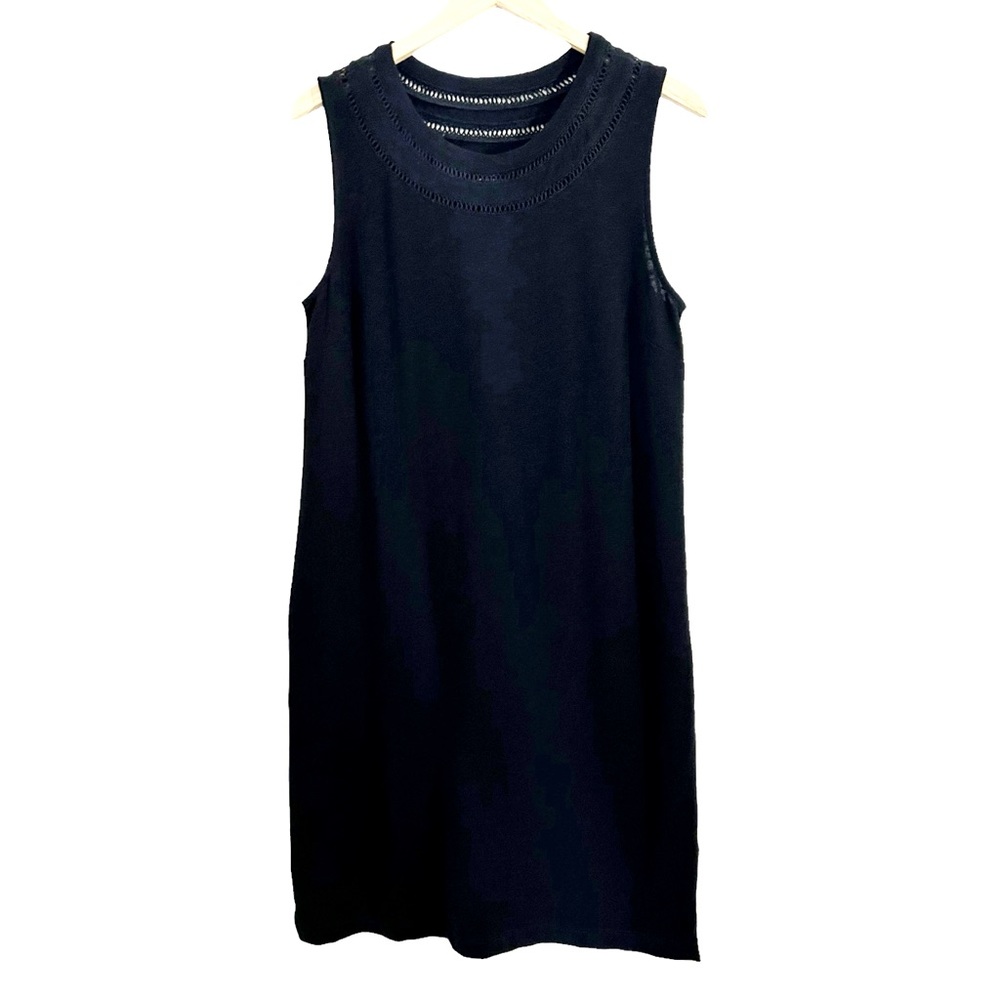 Talbots Black Cut Out Round Neck Sleeveless Sheath Dress, Size Medium